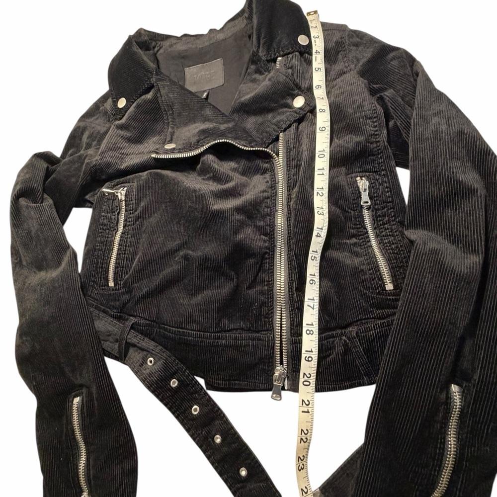 Paige Women's Shanna Black Corduroy Velvet Moto Jacket Size XS - Picture 9 of 14